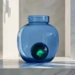 Large transparent vessel surrounding a smaller dense core with a green center.