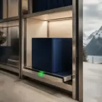 Pristine corporate module poised to enter an illuminated Swiss commercial framework.
