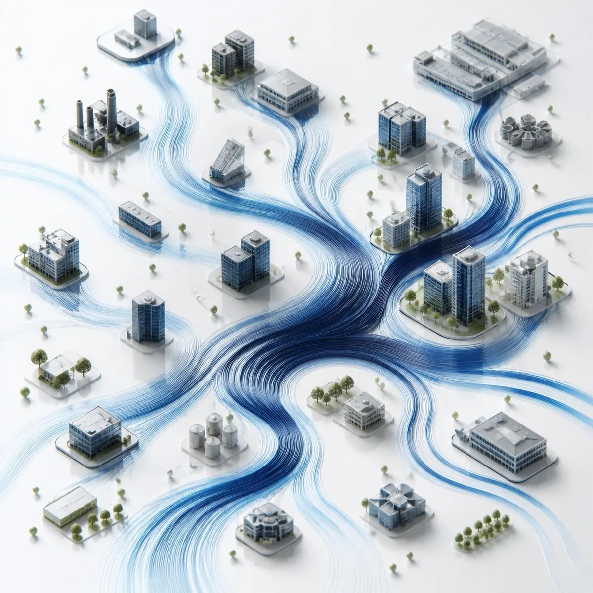 Capital currents moving through and reshaping a field of human-capital business assets.